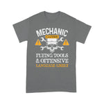 Mechanic Dad Shirt Funny Mechanic Caution Flying Tools And Offensive Language Funny Father's Day Shirt - Scotstee Shop