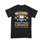 Mechanic Dad Shirt Funny Mechanic Caution Flying Tools And Offensive Language Funny Father's Day Shirt - Scotstee Shop