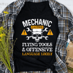 Mechanic Dad Shirt Funny Mechanic Caution Flying Tools And Offensive Language Funny Father's Day Shirt - Scotstee Shop