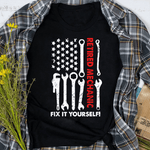 Mechanic Dad Shirt Mens America Flag Shirt Retired Mechanic 2021 Retirement 4th Of July Shirt Gift For Father's Day Shirt - Scotstee Shop