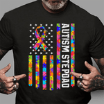 Scotstee Shop - Men Autism Stepdad Shirt American Flag Father's Day 4th Of July Shirt