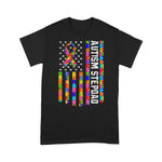 Scotstee Shop - Men Autism Stepdad Shirt American Flag Father's Day 4th Of July Shirt