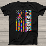 Scotstee Shop - Men Autism Stepdad Shirt American Flag Father's Day 4th Of July Shirt