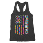 Men Autism Stepdad Shirt American Flag Father's Day Women's Tank Top - Scotstee Shop