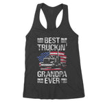 Mens Best Truckin Grandpa Ever USA Flag Semi Truck Driver Gift Women's Tank Top - Scotstee Shop