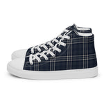 Tartan Men High Top Shoes Clan Navy Formal Dress Plaid Converse High Tops Sneakers, Converse Christmas Sneakers Plaid High Top Shoes For Men