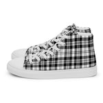 Plaid Tartan Men High Top Sneakers Clan Scott Black White Modern Plaid Converse High Tops Sneakers, Converse Christmas Sneakers