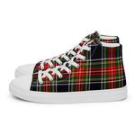 Plaid Tartan Men High Top Sneakers Clan Stewart Black Plaid Converse High Tops Sneakers, Converse Christmas Sneakers