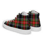Plaid Tartan Men High Top Sneakers Clan Stewart Black Plaid Converse High Tops Sneakers, Converse Christmas Sneakers