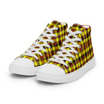 Tartan Men High Top Shoes Clan Jardine Yellow Plaid Converse High Tops Sneakers, Converse Christmas Sneakers Plaid High Top Shoes For Men