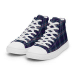 Tartan Men High Top Shoes Clan Navy Royal Plaid Converse High Tops Sneakers, Converse Christmas Sneakers Plaid High Top Shoes For Men