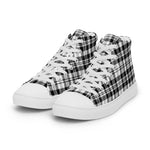 Plaid Tartan Men High Top Sneakers Clan Scott Black White Modern Plaid Converse High Tops Sneakers, Converse Christmas Sneakers