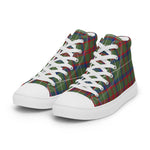 Plaid Tartan Men High Top Sneakers Clan Shaw Green Modern Plaid Converse High Tops Sneakers, Converse Christmas Sneakers