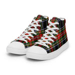 Plaid Tartan Men High Top Sneakers Clan Stewart Black Plaid Converse High Tops Sneakers, Converse Christmas Sneakers