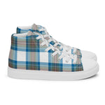 Plaid Tartan Men High Top Sneakers Clan Stewart Muted Blue Plaid Converse High Tops Sneakers, Converse Christmas Sneakers
