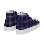 Tartan Men High Top Shoes Clan Navy Royal Plaid Converse High Tops Sneakers, Converse Christmas Sneakers Plaid High Top Shoes For Men