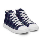 Tartan Men High Top Shoes Clan Navy Royal Plaid Converse High Tops Sneakers, Converse Christmas Sneakers Plaid High Top Shoes For Men