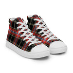 Tartan Men High Top Shoes Clan Norwegian Night Plaid Converse High Tops Sneakers, Converse Christmas Sneakers Plaid High Top Shoes For Men