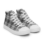 Plaid Tartan Men High Top Sneakers Clan Sandilands Grey Plaid Converse High Tops Sneakers, Converse Christmas Sneakers