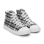 Plaid Tartan Men High Top Sneakers Clan Scott Black White Modern Plaid Converse High Tops Sneakers, Converse Christmas Sneakers