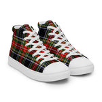 Plaid Tartan Men High Top Sneakers Clan Stewart Black Plaid Converse High Tops Sneakers, Converse Christmas Sneakers