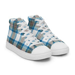 Plaid Tartan Men High Top Sneakers Clan Stewart Muted Blue Plaid Converse High Tops Sneakers, Converse Christmas Sneakers