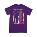 Scotstee Shop - Mens My Favorite Soldier Calls Me Papa USA Flag Father's Day 4th Of July Shirt