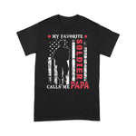 Scotstee Shop - Mens My Favorite Soldier Calls Me Papa USA Flag Father's Day 4th Of July Shirt