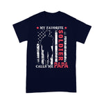 Scotstee Shop - Mens My Favorite Soldier Calls Me Papa USA Flag Father's Day 4th Of July Shirt