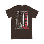 Scotstee Shop - Mens My Favorite Soldier Calls Me Papa USA Flag Father's Day 4th Of July Shirt