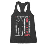 Mens My Favorite Soldier Calls Me Papa USA Flag Father's Day Women's Tank Top - Scotstee Shop