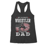 Mens My Favorite Wrestler Calls Me Dad USA Flag Father's Day Women's Tank Top - Scotstee Shop