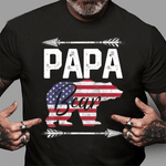 Scotstee Shop - Mens Papa Bear American Flag 4th of July Father's Day Gift Dad 4th Of July Shirt