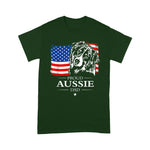 Scotstee Shop - Mens Proud Aussie Shepherd Dad American Flag Patriotic Dog Gift 4th Of July Shirt