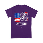 Scotstee Shop - Mens Proud Aussie Shepherd Dad American Flag Patriotic Dog Gift 4th Of July Shirt