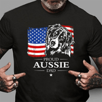 Scotstee Shop - Mens Proud Aussie Shepherd Dad American Flag Patriotic Dog Gift 4th Of July Shirt