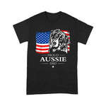 Scotstee Shop - Mens Proud Aussie Shepherd Dad American Flag Patriotic Dog Gift 4th Of July Shirt