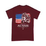 Scotstee Shop - Mens Proud Aussie Shepherd Dad American Flag Patriotic Dog Gift 4th Of July Shirt