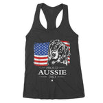 Mens Proud Aussie Shepherd Dad American Flag Patriotic Dog Gift Women's Tank Top - Scotstee Shop