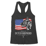 Mens Proud Dutch Shepherd Dad American Flag patriotic Dog Gift Women's Tank Top - Scotstee Shop