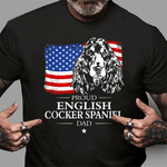 Scotstee Shop - Mens Proud English Cocker Spaniel Dad American Flag Patriotic Dog 4th Of July Shirt