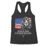 Mens Proud English Cocker Spaniel Dad American Flag Patriotic Dog Women's Tank Top - Scotstee Shop