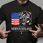 Scotstee Shop - Mens Proud Newfoundland Dad American Flag patriotic Dog Gift 4th Of July Shirt