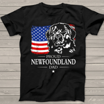 Scotstee Shop - Mens Proud Newfoundland Dad American Flag patriotic Dog Gift 4th Of July Shirt
