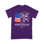 Scotstee Shop - Mens Proud Newfoundland Dad American Flag patriotic Dog Gift 4th Of July Shirt
