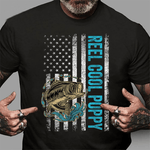 Scotstee Shop - Mens Reel Cool Poppy Fishing Father's Day Gift American Flag 4th Of July Shirt