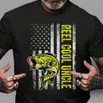 Scotstee Shop - Mens Reel Cool Uncle Fishing Father's Day Gift American Flag 4th Of July Shirt