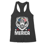 Merica Sunglasses 4th Of July American Flag Bear Women's Tank Top - Scotstee Shop