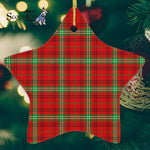 Morrison Red Modern Tartan Ornament Star Ornament, Christmas Star Decorations, ceramic ornament, Plaid Star Ceramic Ornament, Christmas Ornament Decorations Gift