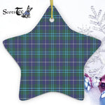 Morton Tartan Ornament Star Ornament, Christmas Star Decorations, ceramic ornament, Plaid Star Ceramic Ornament, Christmas Ornament Decorations Gift